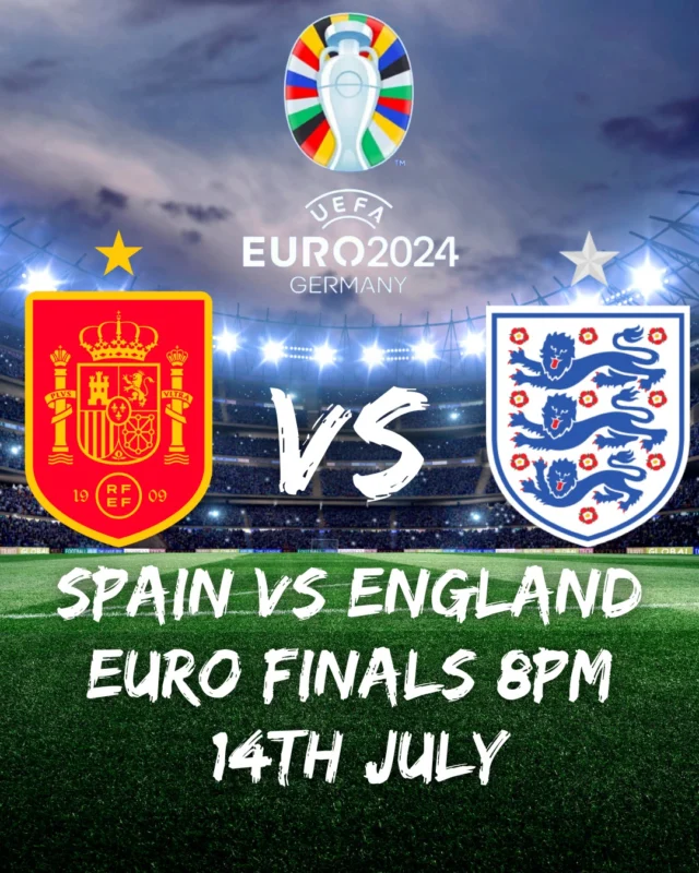 Be sure to reserve your table to watch tomorrows fixtures, Galway vs Donegal at 4pm and Euro finals Spain vs England at 8pm! 🇪🇸🏴󠁧󠁢󠁥󠁮󠁧󠁿