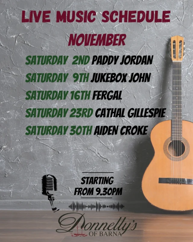 November music schedule! 
Music will return on Fridays in the future!